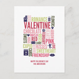 Valentine Ord Valentine Day Postcard Helg Vykort