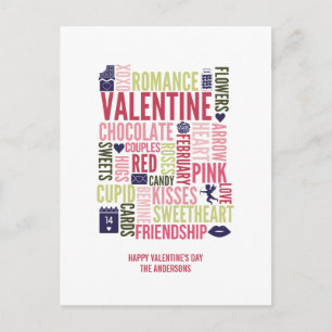Valentine Ord Valentine Day Postcard Helg Vykort