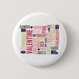 Valentine Ord Valentine Day Round Button Knapp