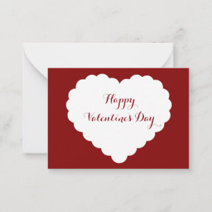 Valentine Pack Scalloped White Heart Red Anteckningskort