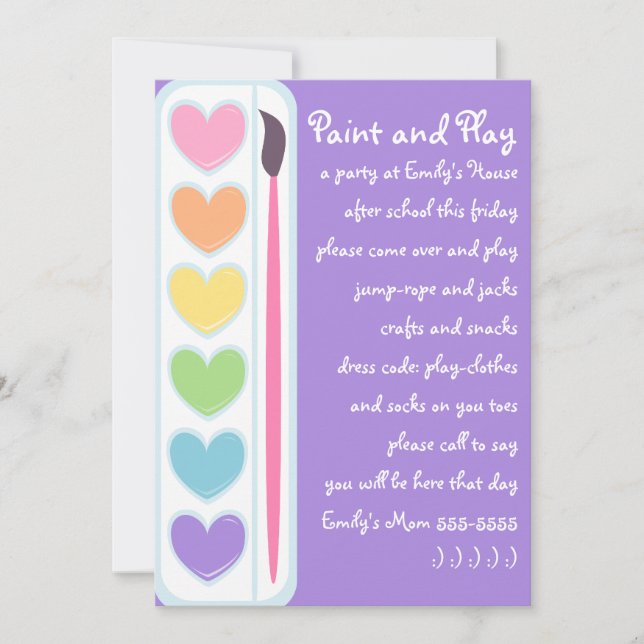 Valentine Paints och Penslar Inbjudningar (Framsida)