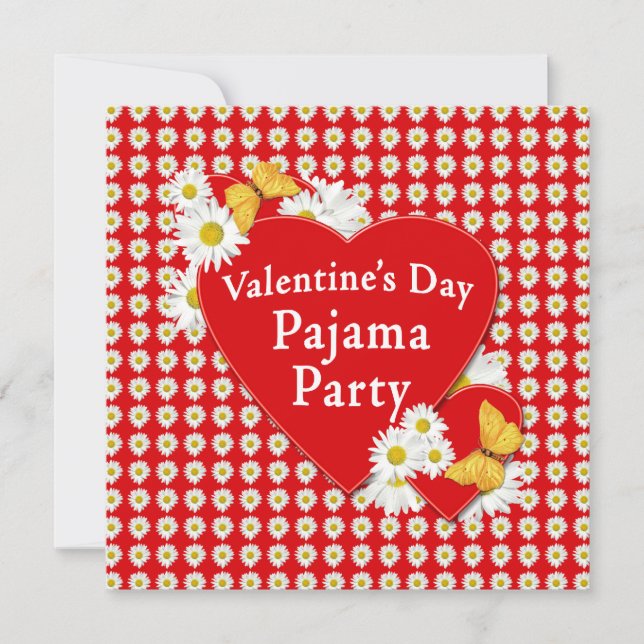 Valentine Pajama Party Daisy Inbjudan (Framsida)