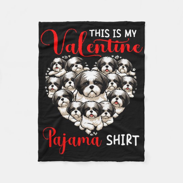 Valentine Pajama Shirt Group Shih Tzus In Heart Sh Fleecefilt (Framsidan)