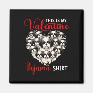 Valentine Pajama Shirt Group Shih Tzus In Heart Sh Magnet