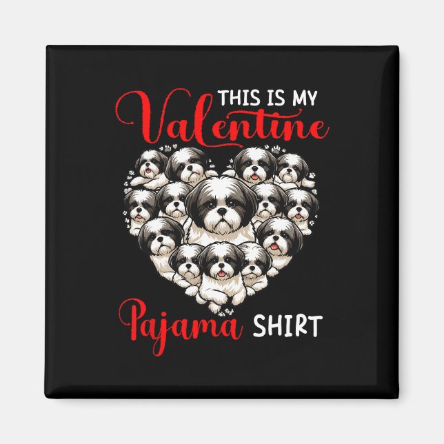 Valentine Pajama Shirt Group Shih Tzus In Heart Sh Magnet (Framsidan)