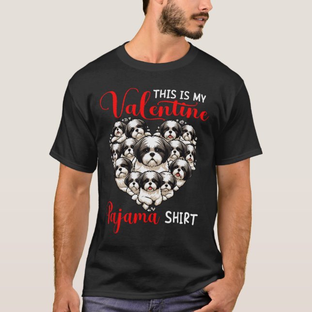 Valentine Pajama Shirt Group Shih Tzus In Heart Sh T Shirt (Framsida)