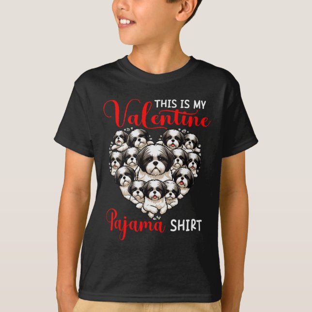 Valentine Pajama Shirt Group Shih Tzus In Heart Sh T Shirt (Framsida)