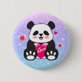 Valentine Panda i Kärlek Knapp