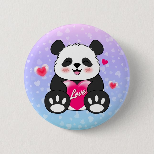 Valentine Panda i Kärlek Knapp (Framsida)
