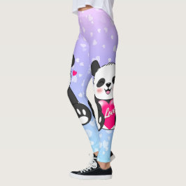 Valentine Panda i Kärlek Leggings