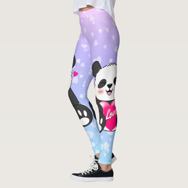 Valentine Panda i Kärlek Leggings (Vänster)