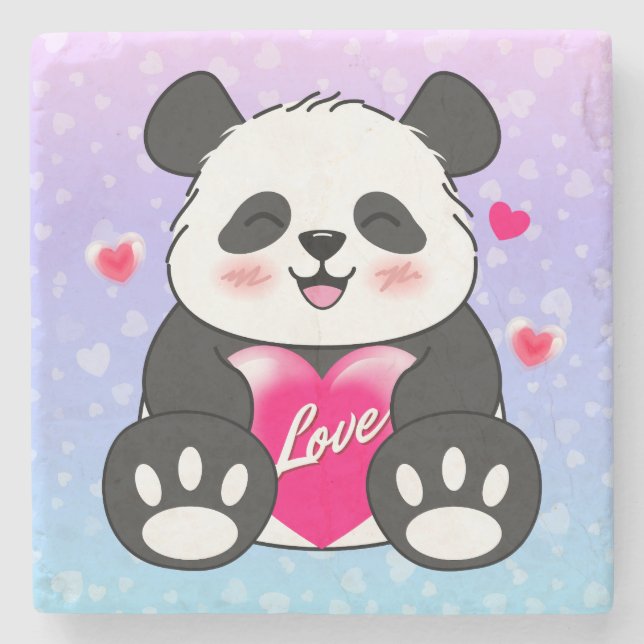 Valentine Panda i Kärlek Stenunderlägg (Framsidan)