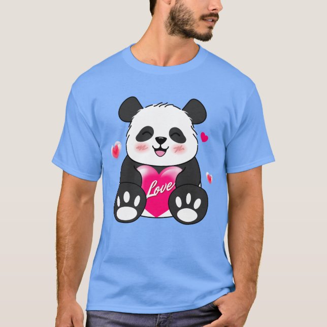 Valentine Panda i Kärlek T Shirt (Framsida)