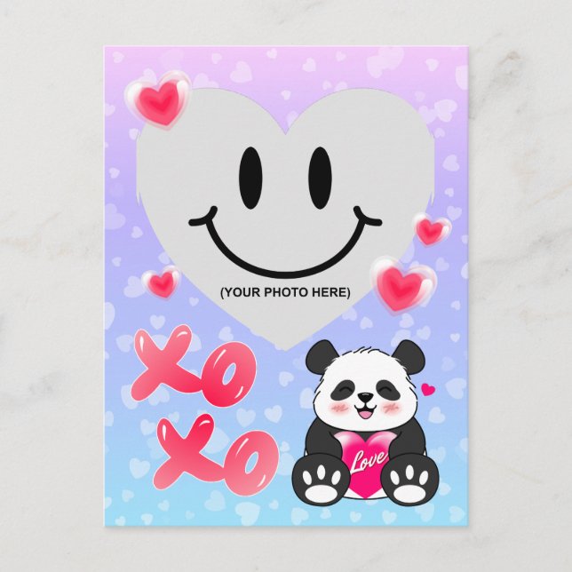 Valentine Panda i Kärlek Vykort (Framsida)