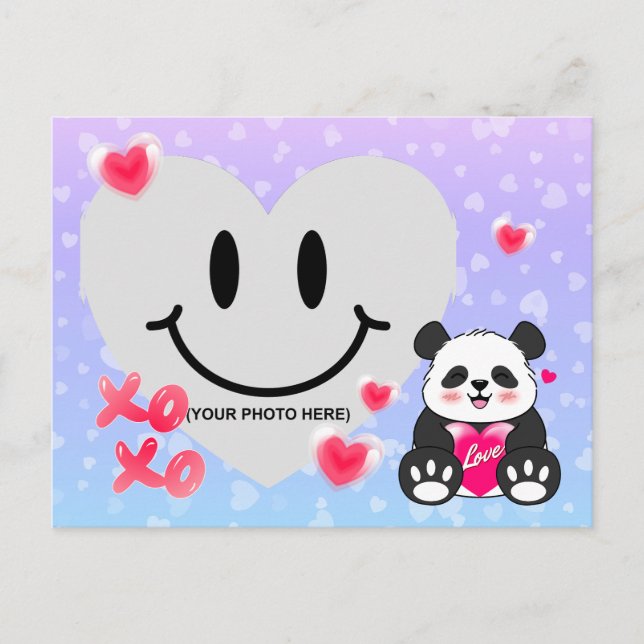 Valentine Panda i Kärlek Vykort (Framsida)