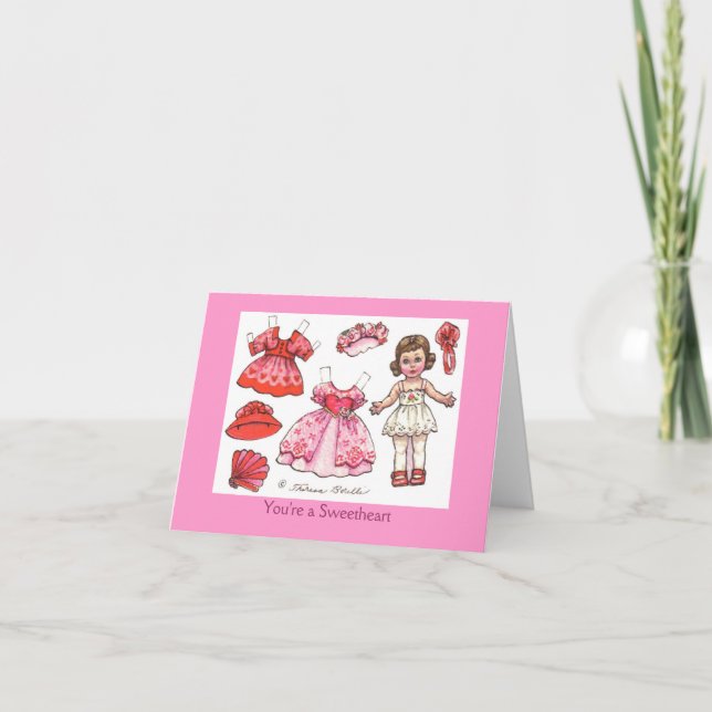 Valentine Papper Doll-anteckningskort Helgkort (Framsida)