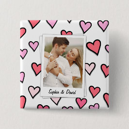 Valentine par Anpassningsbar Photo Monogram Heart Knapp