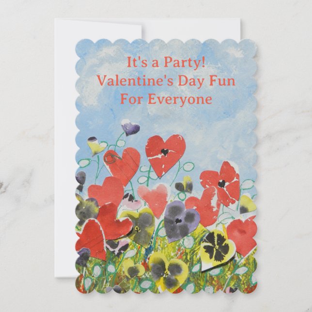 Valentine Party Inbjudan Flat Card Valentine Flowe (Framsida)