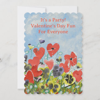 Valentine Party Inbjudan Flat Card Valentine Flowe