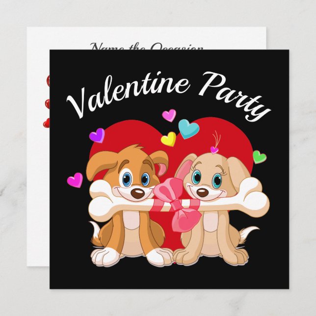 Valentine Party-inbjudan Inbjudningar (Fram/baksida)