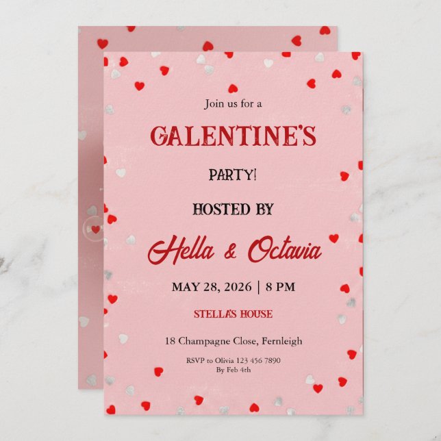 Valentine Party Invitation Printable Template Inbjudningar (Fram/baksida)