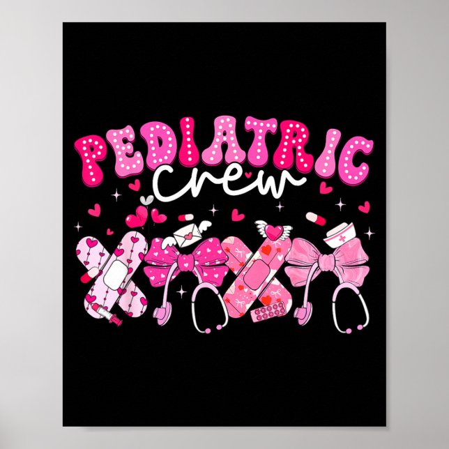 Valentine Pediatric Crew Xoxo Nurse Coquette Bow P Poster (Framsidan)