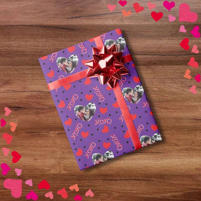 Valentine personlig foto kärlek hjärtxoxo presentpapper (Skapare uppladdad)