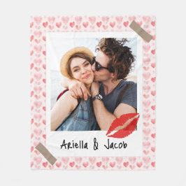 Valentine Photo Red Heart Custom Name Fleecefilt