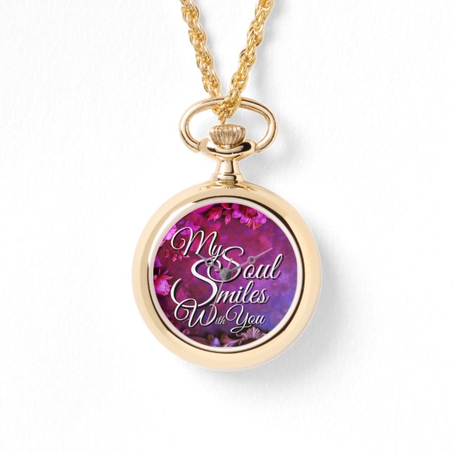 Valentine Photo Watch Necklace Love Quote Necklace Armbandsur (Framsida)