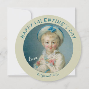 Valentine Pierrot Boy med blommorna Fragonard Julkort