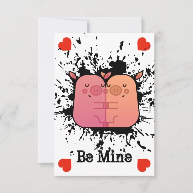Valentine Piggies Valentine Card Tack Kort (Framsida)