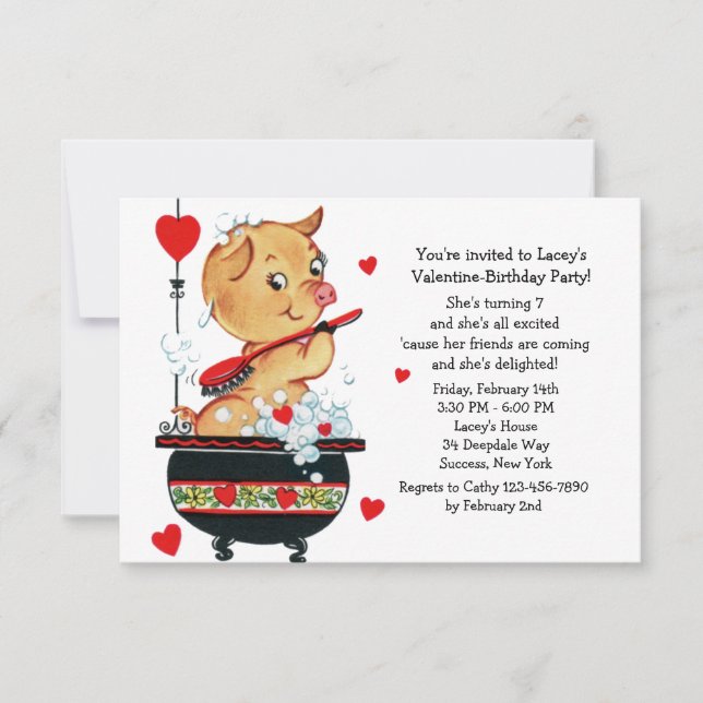 Valentine Piglet-inbjudan Inbjudningar (Framsida)