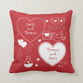 Valentine Pillow Dekorativ kudde - vit på Röd