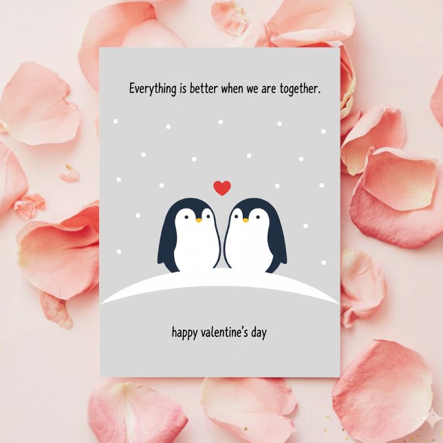 Valentine Pingvin Kort Sött Romantiskt Present För (Skapare uppladdad)
