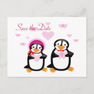 Valentine Pingviner Spara Datum Postkort Meddelande Vykort
