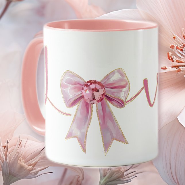 Valentine Pink Bow Mugg (Skapare uppladdad)