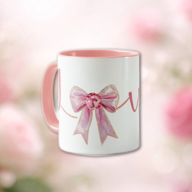 Valentine Pink Bow Mugg (Skapare uppladdad)