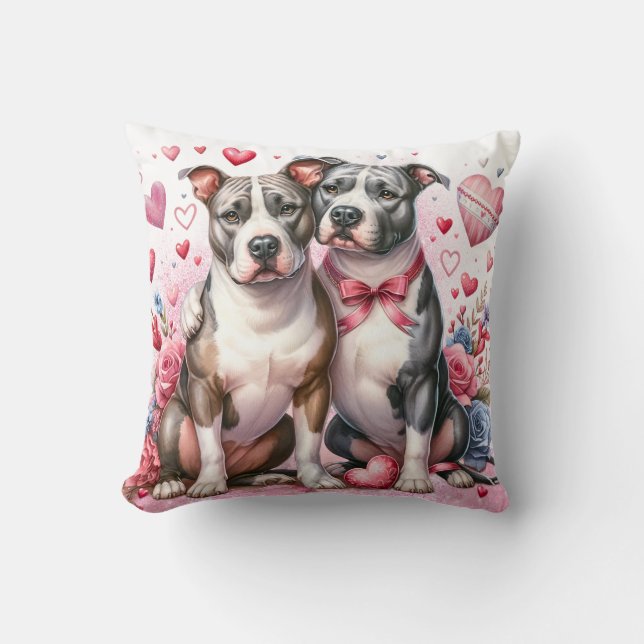 Valentine Pitbull Dekorativ kudde - Cute Hund Coup (Framsida)