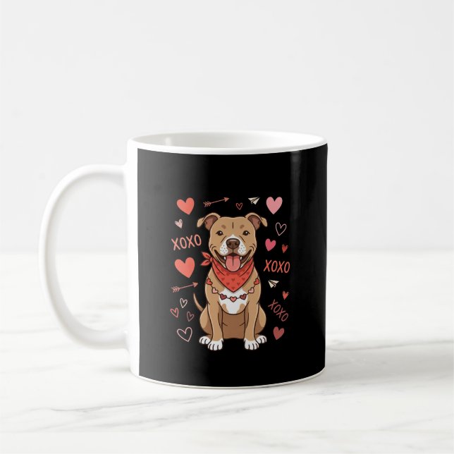 Valentine Pitbull Hund XOXO Kärleksdesign Kaffemugg (Vänster)