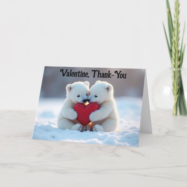 Valentine Polar Bear Ungar Välkomstkort Kort (Framsida)