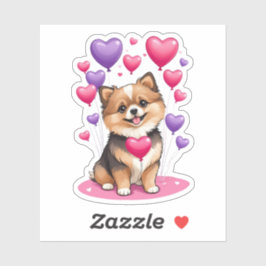 Valentine Pomeranian 3" x 3" Vinyl Stickers Klistermärken