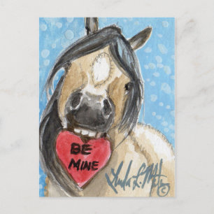 Valentine Pony Postcard Buckskin Helg Vykort