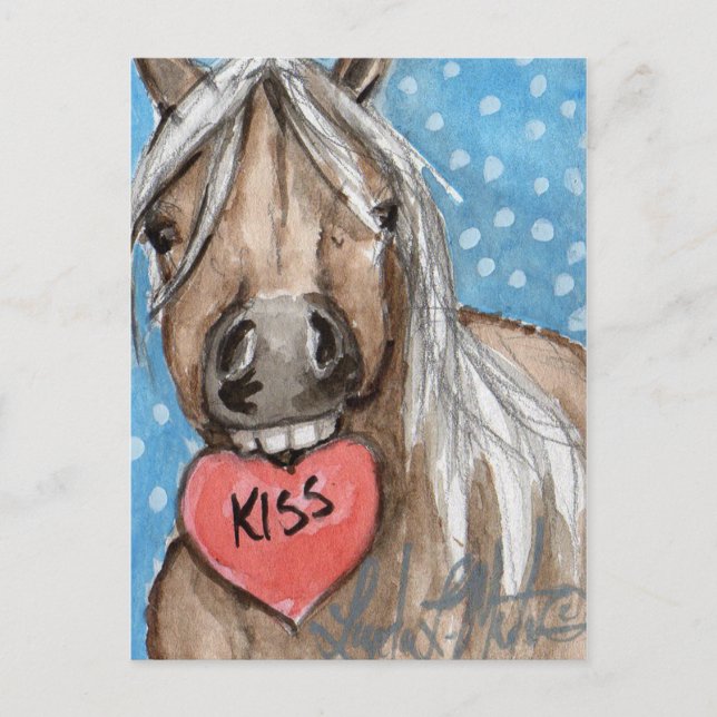 Valentine Pony Postcard Silver Bay Helg Vykort (Framsida)