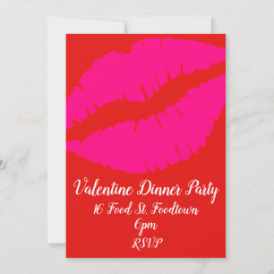 Valentine pop art läppar retro middag party inbjudningar