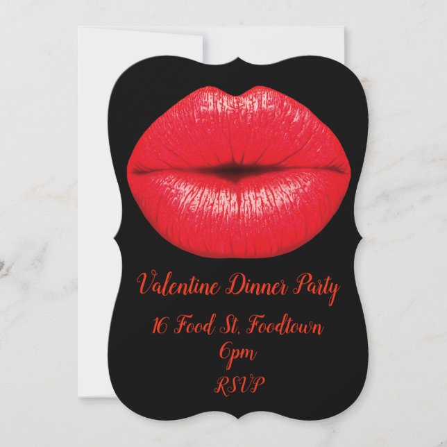 Valentine pop art red kiss retro middag party inbjudningar (Framsida)