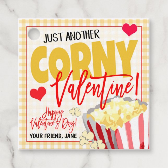 Valentine Popcorn Gift Märkre Gåvor Etiketter (Framsida)