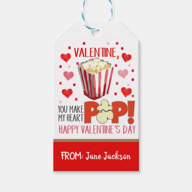 Valentine Popcorn Gift Märkre Presentetikett (Framsidan)
