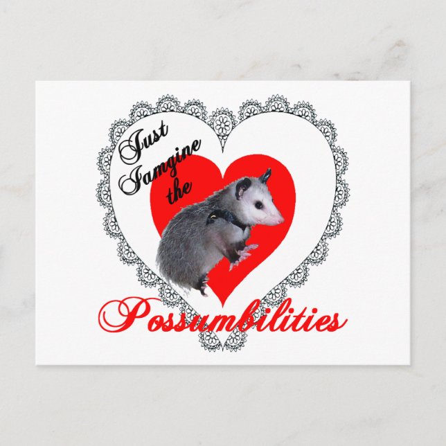 Valentine Possum Helg Vykort (Framsida)