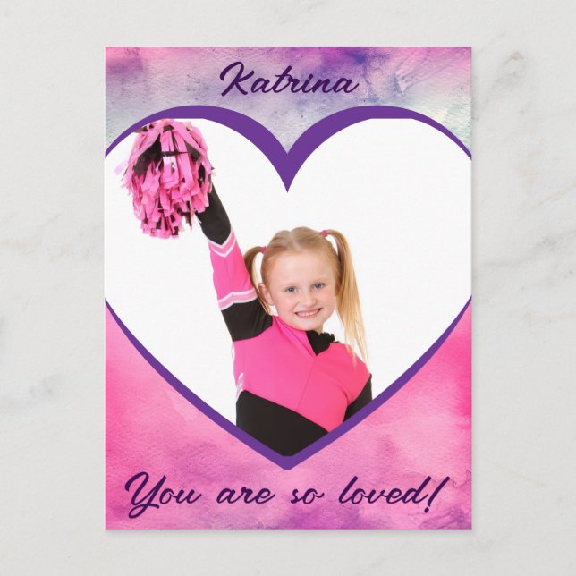 Valentine Precious Memories Heart Photo and Name Vykort (Framsida)