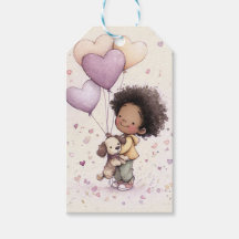 Valentine-presenttaggar – Akvarell Småbarn & Valp